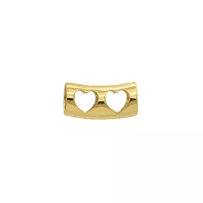 Separador De Ouro 18k Dois Corações Para Pingentes - 103775 - Fábrica do Ouro ®️