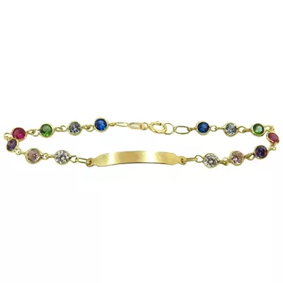 Pulseira De Ouro 18k Com 16cm Chapinha e Zircônias Coloridas De 3,2mm ... - Fábrica do Ouro ®️