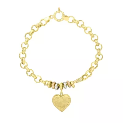 Pulseira De Ouro 18k Elo Português e Coração Com 19cm - 101905 - Fábrica do Ouro ®️