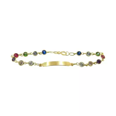Pulseira Infantil De Ouro 18k Cartie Com Pedras Coloridas De 3,2mm Com... - Fábrica do Ouro ®️