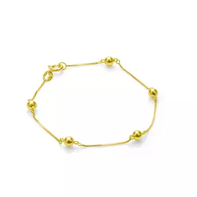 Pulseira Infantil De Ouro 18k Veneziana Com Bolinhas De 3,0mm Com 13,5... - Fábrica do Ouro ®️