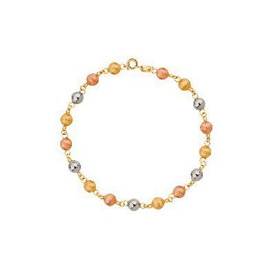 Pulseira De Ouro 18k Bolas Tricolor De 5mm Com 19cm - 101899 - Fábrica do Ouro ®️
