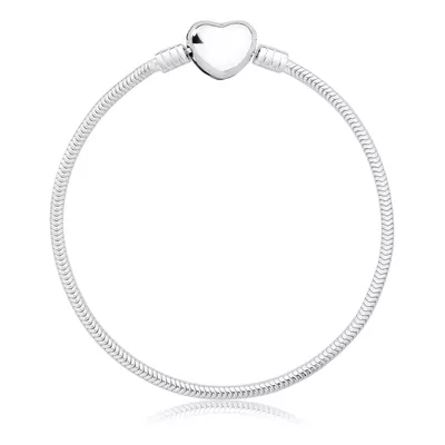 Pulseira De Prata 925 Berloques Coração Com 18Cm - 203854 - Fábrica do Ouro ®️