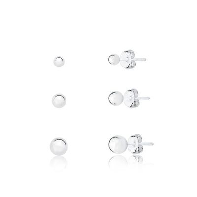Kit De Prata 925 Trio Bolinha 3, 4 e 5mm - 204023 - Fábrica do Ouro ®️