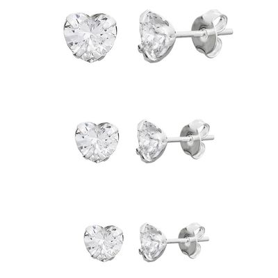 Kit De Prata 925 Trio Ponto De Luz Coração 3, 4 e 5mm - 204020 - Fábrica do Ouro ®️