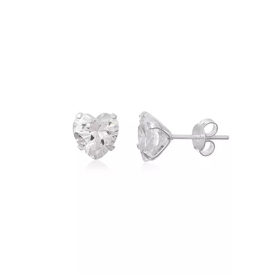 Brinco De Prata 925 Coração Zircônia De 10mm - 204031 - Fábrica do Ouro ®️