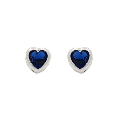 Brinco De Prata 925 Coração Eterno Azul - 204098 - Fábrica do Ouro ®️