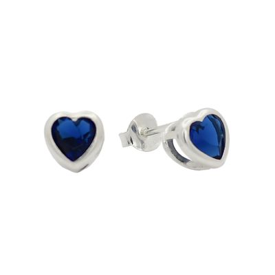Brinco De Prata 925 Coração Eterno Azul