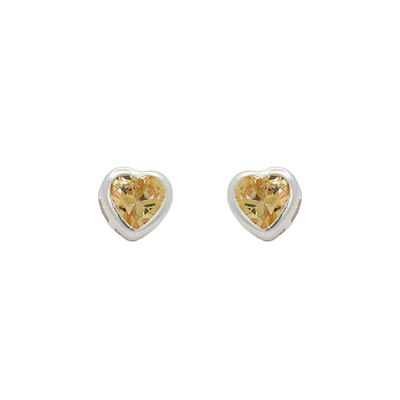 Brinco De Prata 925 Coração Eterno Amarelo - 204068 - Fábrica do Ouro ®️