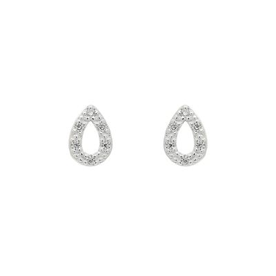 Brinco De Prata 925 Gota Vazada Com Zircônias - 204300 - Fábrica do Ouro ®️