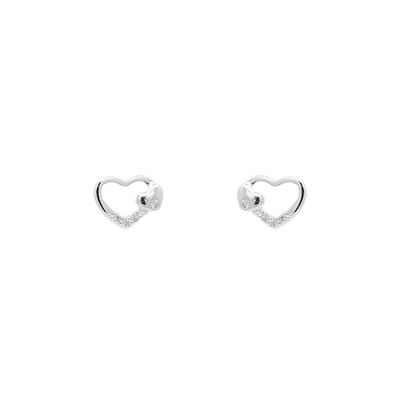 Brinco De Prata 925 Corações Com Zircônias - 204297 - Fábrica do Ouro ®️