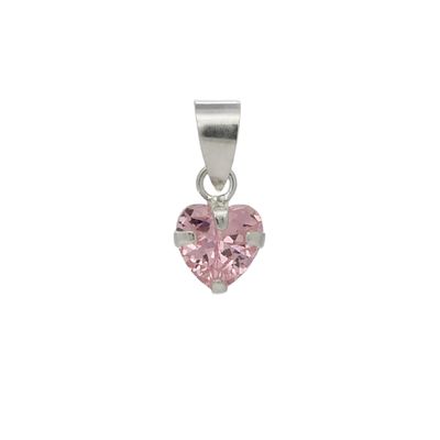 Pingente De Prata 925 Coração Majestoso Rosa - 204095 - Fábrica do Ouro ®️