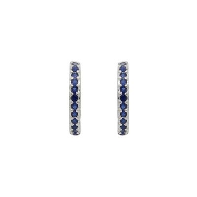 Brinco De Prata 925 Argola Com Detalhes Azuis G - 204271 - Fábrica do Ouro ®️