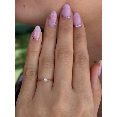 Anel De Ouro 18k Solitário Beautiful Com Diamante De 10 Pontos