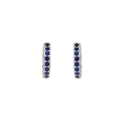 Brinco De Prata 925 Argola Com Detalhes Azuis P - 204281 - Fábrica do Ouro ®️
