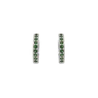 Brinco De Prata 925 Argola Com Detalhes Verdes P - 204282 - Fábrica do Ouro ®️