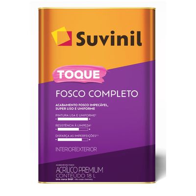 Tinta Acrílica Suvinil Toque Fosco Completo Branco 18L