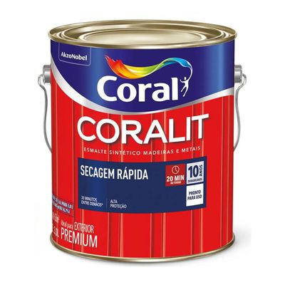  Tinta Esmalte Coral Coralit Secagem Rápida Brilhante Branco 3,0L