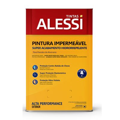 Tinta Acrílica Emborrachada Alessi Pintura Impermeável Premium Branco 18KG