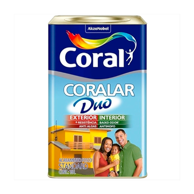 Tinta Acrlílica Coral Coralar Duo Fosco Branco 18L
