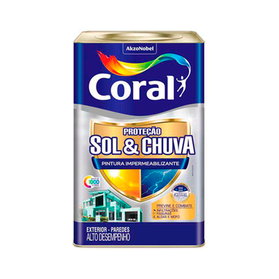 Tinta Emborrachada Coral Pintura impermeabilizante Sol e Chuva Branco 18L 
