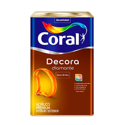 Tinta Acrílica Coral Decora Diamante Semibrilho Branco 18L 