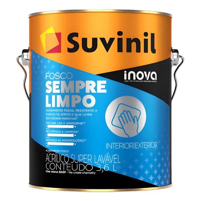 Tinta Acrílica Fosca Suvinil Inova Sempre Limpo Branco 3,6L