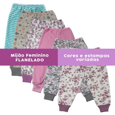Mijão Bebe Menina Kit 8 Calças Flanelado Mijãozinh... - Gilda Moda Íntima