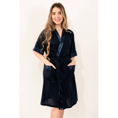 Robe Leandra Azul Marinho de Viscose - 4310.12 - Gilda Moda Íntima