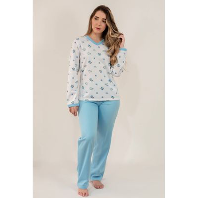 Pijama Feminino Gabriela Azul - 6271.415 - Gilda Moda Íntima