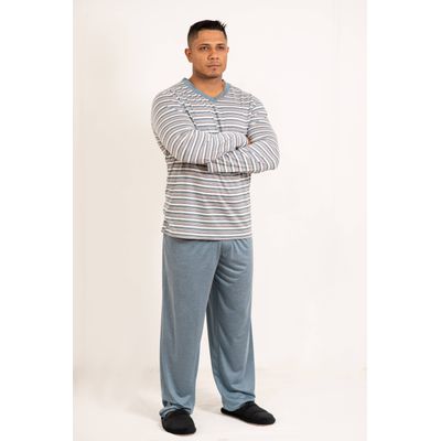 Pijama Masculino Júlio verde mescla em PV - 7500.4... - Gilda Moda Íntima