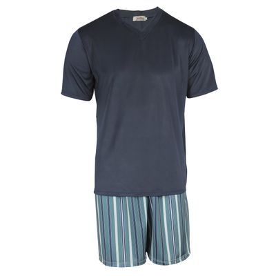 Pijama Masculino Liganete azul marinho e listrado ... - Gilda Moda Íntima