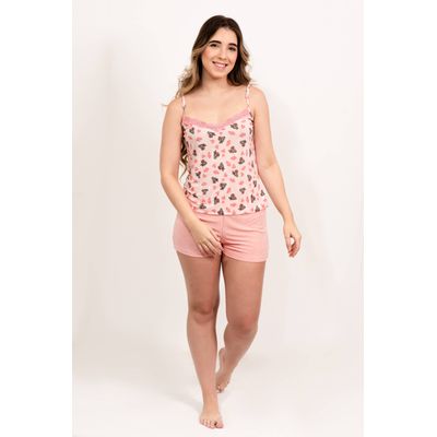 Pijama Feminino Marta Salmão Short Doll em Liganet... - Gilda Moda Íntima