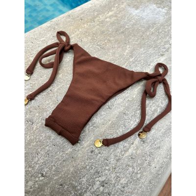 Calcinha De Biquíni Jade De Amarrar Marrom Cacau -... - Jebelle