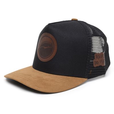 Boné Rancho do Matuto Patch Bordado Premium Tela Respirável Proteção - Preto/Camurça/Preto