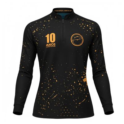 Camisa de Pesca Feminina Rancho do Matuto Edição Comemorativa 10 Anos Proteção UV - Preto/Dourado