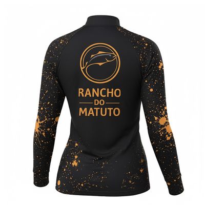 Camisa de Pesca Feminina Rancho do Matuto Edição Comemorativa 10 Anos Proteção UV - Preto/Dourado