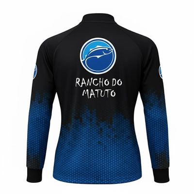 Camisa de Pesca Feminina Rancho do Matuto Proteção UV +50 Tecnologia TrueLife - Preto/Azul