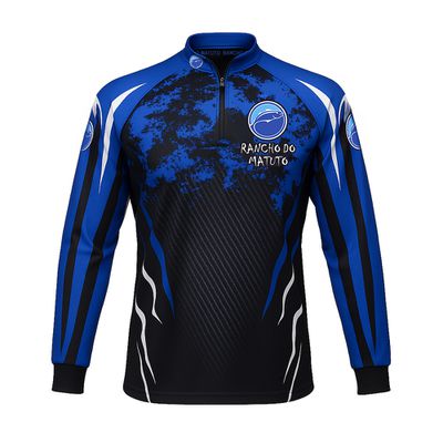 Camisa de Pesca Masculina Rancho do Matuto Tecnologia TrueLife Proteção UV +50 - Preto/Azul