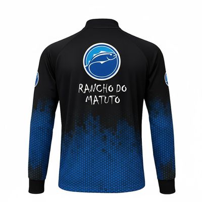 Camisa de Pesca Rancho do Matuto Masculina Proteção UV +50 Tecnologia TrueLife - Preto/Azul