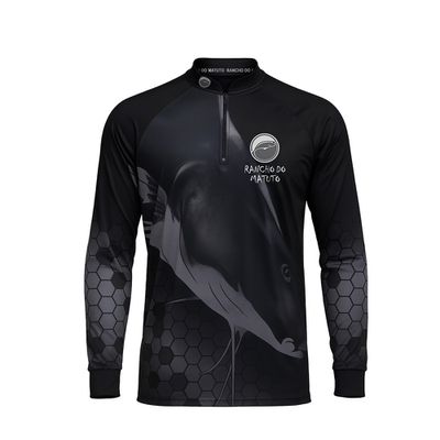 Camisa de Pesca Masculina Rancho do Matuto Piraíba Proteção UV +50 - Preto/Cinza