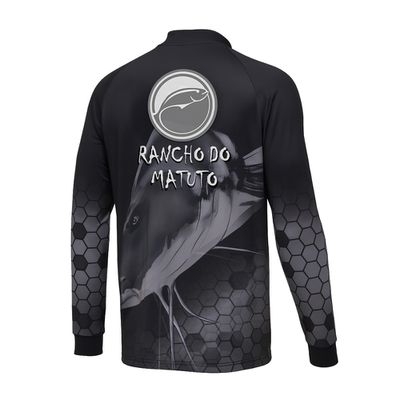 Camisa de Pesca Masculina Rancho do Matuto Piraíba Proteção UV +50 - Preto/Cinza