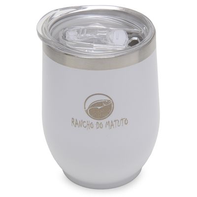 Copo Térmico Cuia em Aço Inox 360ml com Tampa - Branco