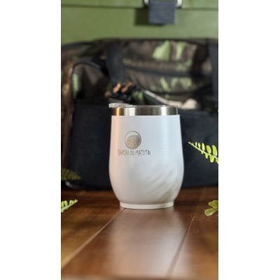 Copo Térmico Cuia em Aço Inox 360ml com Tampa - Branco