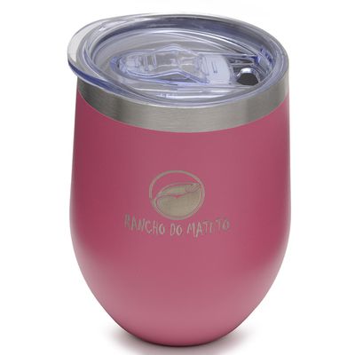Copo Térmico Cuia em Aço Inox 360ml com Tampa - Pink