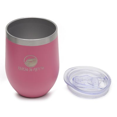 Copo Térmico Cuia em Aço Inox 360ml com Tampa - Pink