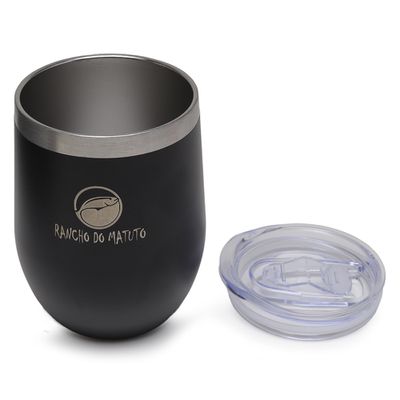 Copo Térmico Cuia em Aço Inox 360ml com Tampa - Preto