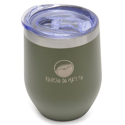 Copo Térmico Cuia em Aço Inox 360ml com Tampa - Verde