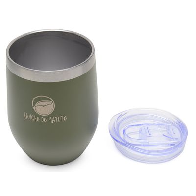 Copo Térmico Cuia em Aço Inox 360ml com Tampa - Verde