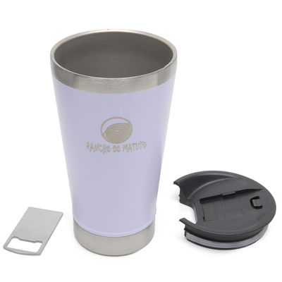 Copo Térmico em Aço Inox 550ml com Tampa e Abridor de Garrafas - Branco